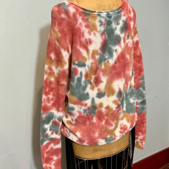 SALE * LOU GRAY TIE DYE KNIT TOP GREY CORAL M/P MED PETITE - Picture 3 of 3